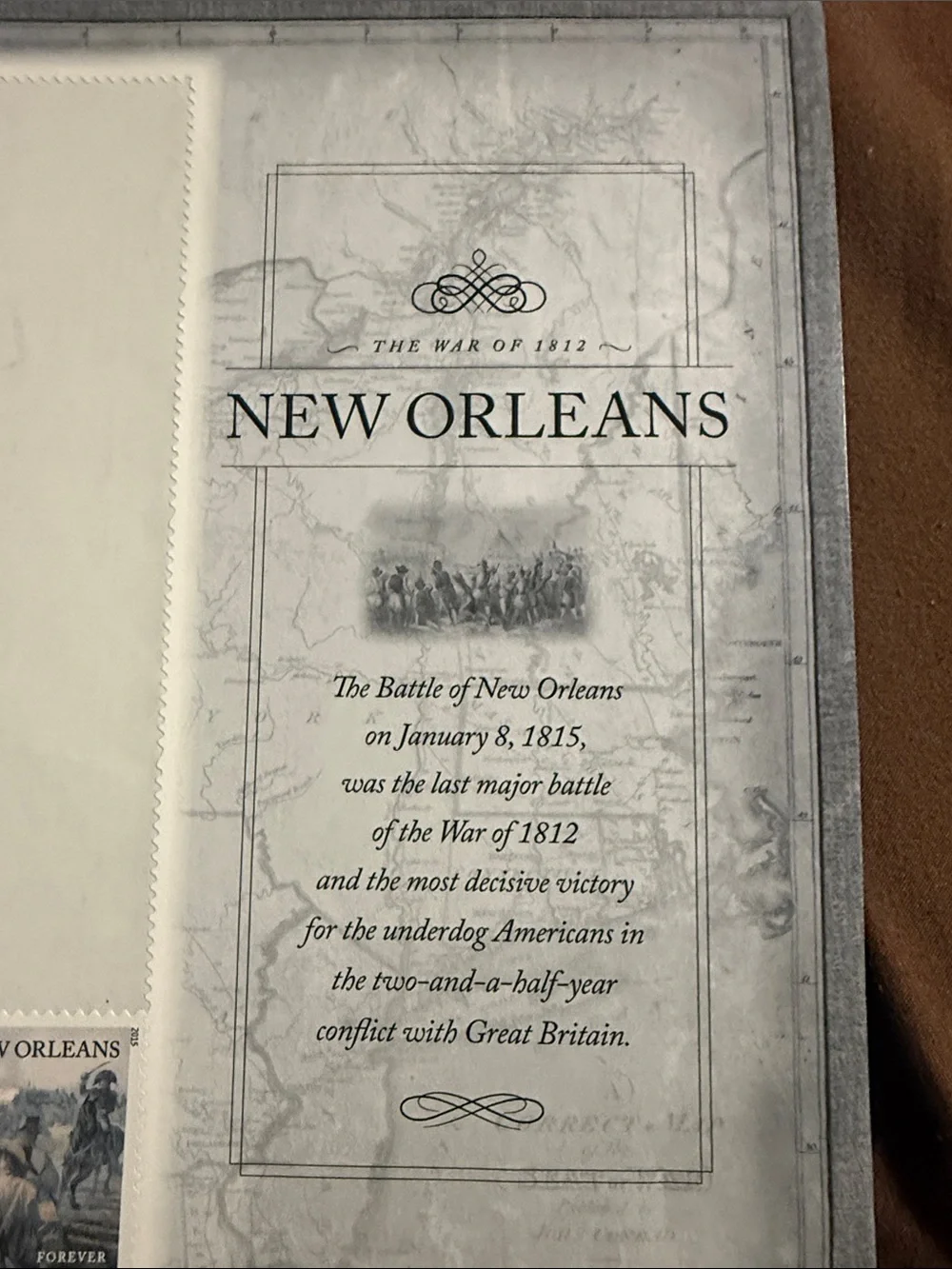 USPS Battle of New Orleans Forever Stamp Pane War of 1812 Collectible
